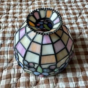 SOLD Party Lite Hydrangea Tiffany Style Stained Glass Tealight Lamp Shade